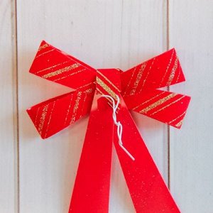 Украшение новогоднее "Бант" красные с золотыми полосками (набор 3 шт) 9*10 см