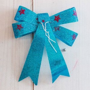 Украшение новогоднее "Бант" синий со снежинками (набор 3 шт) 9*10 см