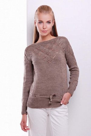 Свитер Вязаный женский свитер.Размер универсальный 44-50.Однотонный женский свитер, выполнен из комфортного материала приятного на ощупь. Фигурный вырез горловины, дополнен пояском.