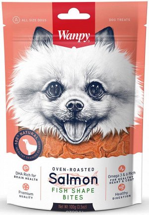 Wanpy Dog лакомые кусочки из нежного лосося в форме рыбок 100 г