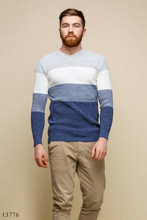 Мужской пуловер Хабр светлый серый голубой