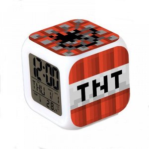 Часы настольные пиксельные с подсветкой "Блок ТНТ"