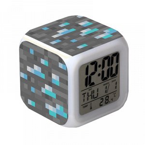 Часы настольные пиксельные с подсветкой "Блок алмазной руды"