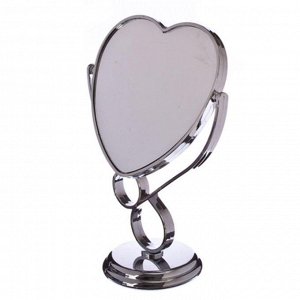 Зеркало настольное "Сердце", пластик, 17х26,5х10см, серебро, 1019