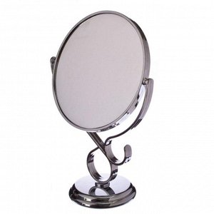 Зеркало настольное круглое, пластик, 17,5х29х10см, серебро, 1018