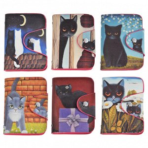 Визитница на 26 карт "Забавные котики", ПВХ, 10,5х7,5х1,5см, 6 дизайнов