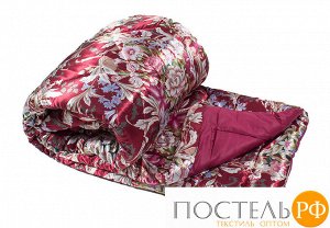 Одеяло шерстяное атласное «Цветочный узор» 140х205 см.