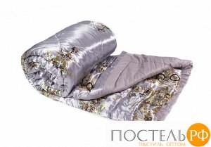 Одеяло шерстяное атласное «Цветы серебро» 172х205 см.