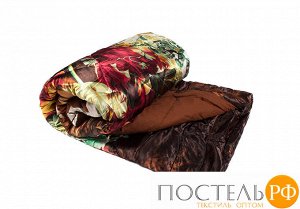 Одеяло шерстяное атласное «Цветочный букет» 200х220 см.