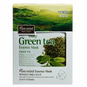 Маска для лица PURE MIND Daily Green Tea Essence Mask с экстрактом зеленого чая