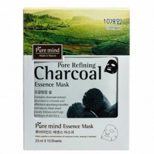 Маска для лица PURE MIND Pore Refining Charcoal Essence Mask с древесным углем