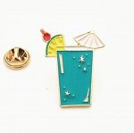 Эмалевая мини брошка (металл) Коктейль