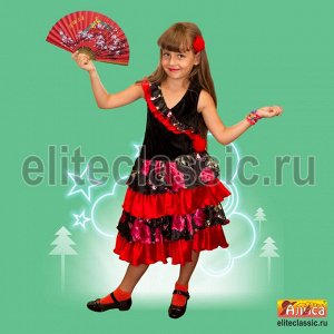 Испанка Жгучее чёрно-красное платье в испанском стиле позволит любой девочке воплотится в образ. Отлично подходит для тематических и театральных постановок,  праздников и Нового года.