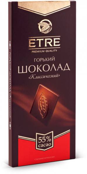 Горький шоколад ETRE Классический 90г/18шт