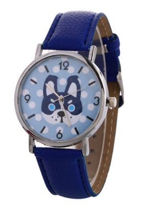 Часы наручные с изображением собаки на табло цвет СИНИЕ