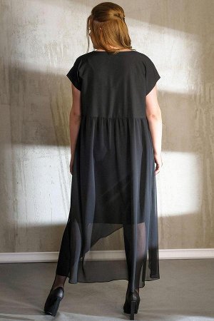 Платье Платье Anna Majewska 1020 черное 
Состав ткани: ПЭ-100%; 
Рост: 170 см.

Комфортное  двухслойное женское платье свободного силуэта. Верх декорирован кружевным полотном. Платье состоит из двух 
