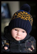 Шапка с помпоном «Евгений» (син/желт)