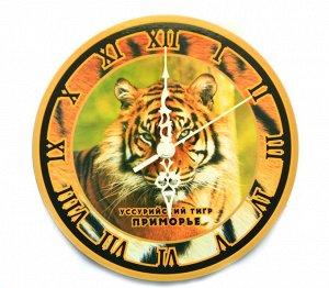 447 Ч-10 часы деревянные "Уссурийский тигр"(20см)