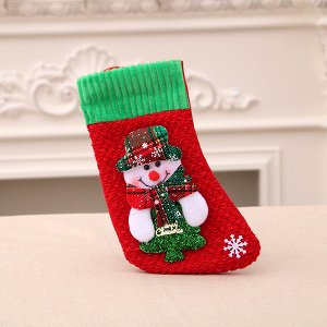 Носок для подарка с вельветовым верхом Снеговик Материал: фетр