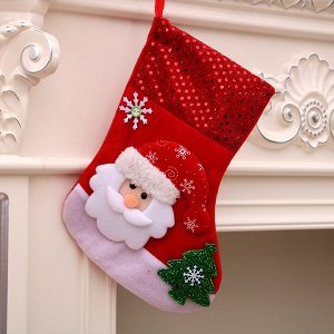 Носок для подарка с блестящим верхом Дед мороз Материал: фетр