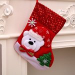 Носок для подарка с блестящим верхом Медведь Материал: фетр