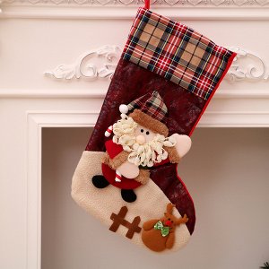 Носок для подарка бордовый Дед мороз Материал: фетр