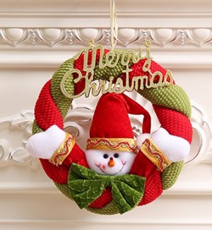 Венок Снеговик "С Рождеством" на дверь Материал:нетканый