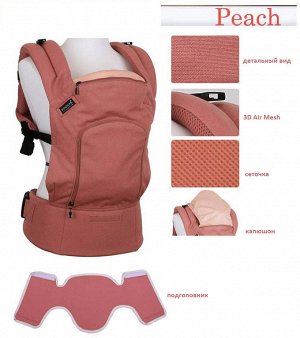 Peach Наружная сторона и внутренний подклад рюкзачка изготовлены из специально очищенного 100 % хлопка, ремни и сеточка 3D Air Mesh сделаны из полиэстера.