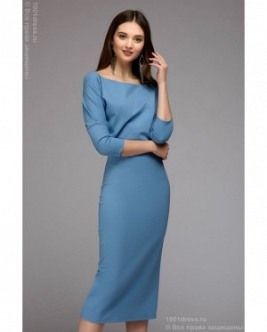 Платье голубое длины миди со свободным верхом DM00898LB