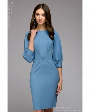 Платье голубое длины мини с пышными рукавами DM00436LB