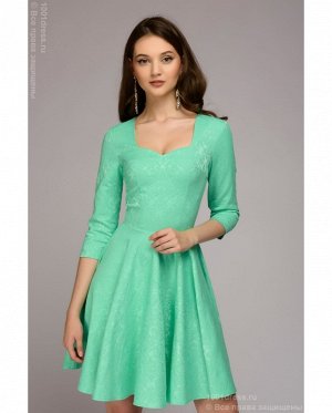 Платье мятного цвета длины мини с декольте и рукавами 3/4 DM00839MN