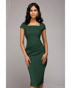 Платье-футляр зеленое с короткими рукавами DM00877GR
