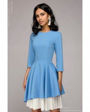 Платье голубое длины мини с асимметричным подолом DM00874LB