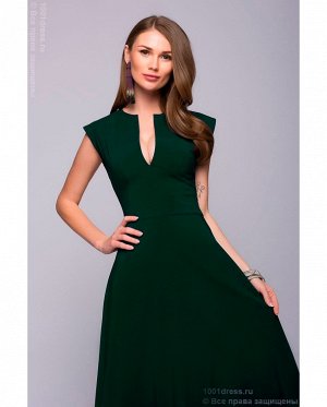 Платье зеленое длины макси с глубоким декольте DM00697GR
