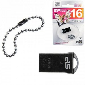 Флэш-диск 16GB SILICON POWER Touch Т01 USB 2.0, черный, SP01