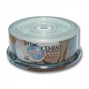 Диски CD-R TDK 700Mb 52х 25шт Cake Box CD-R80CBA25 (ш/к-7675