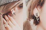 Серьга-фэйк &quot;Кот&quot; (серебристая)