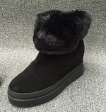 Замшевые ботинки черные зимние
