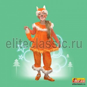 Лисичка-2 Милый образ лисички создают оранжевая шапочка с ушками, туника и штанишки, украшенные мехом.  Маскарадный костюм для любого костюмированного праздника в детском саду, на новый год и прочих м