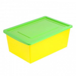 Ящик универсальный для хранения с крышкой, объем 30л. цвет:салатово-желтый