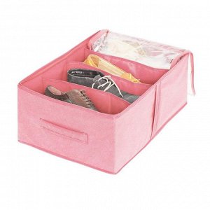 Короб для обуви на 4 пары, цвет розовый