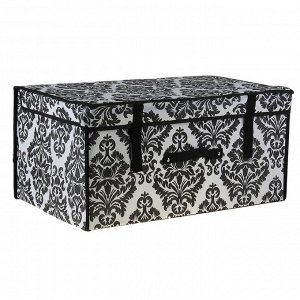 Короб для хранения с крышкой, 60х40х30 см "Вензель", цвет черно-белый