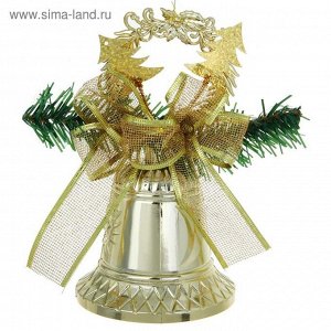 Подвеска новогодняя "Колокольчик с бантом" золото 11,5*22 см