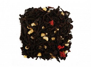 чай Смесь классических сортов чёрного чая, ярко красные кусочки клубники, и кубики цукатов, ароматические масла.