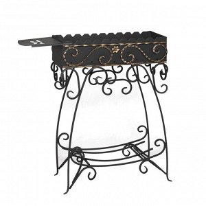Мангал дачный "Классика" МК-003 ковка, с дровницей и мет. столиком, (400*1190*970мм, 32кг)
