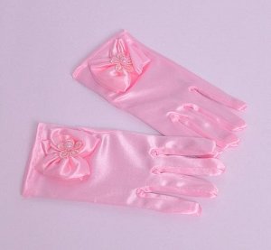 Перчатки КД 188 Перчатки аксессуар к праздничному платью,короткие,декорированы бантиком с жемчужиной Полиэстер