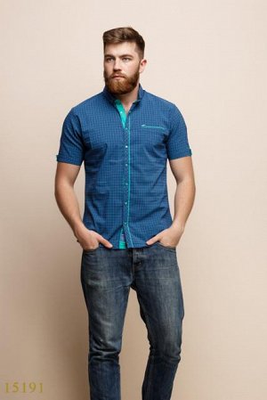 Мужская рубашка 15191 синий