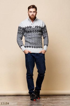 Мужской свитер Стивен серый принт арнамент