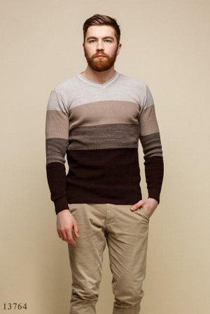 Мужской пуловер Хабр бежевый коричневый