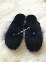 Тапочки женские из овчины с открытым носом